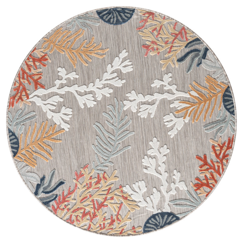 Tapis d'intérieur / extérieur tissé à la machine Jamila, Rond 5 pi 3 po