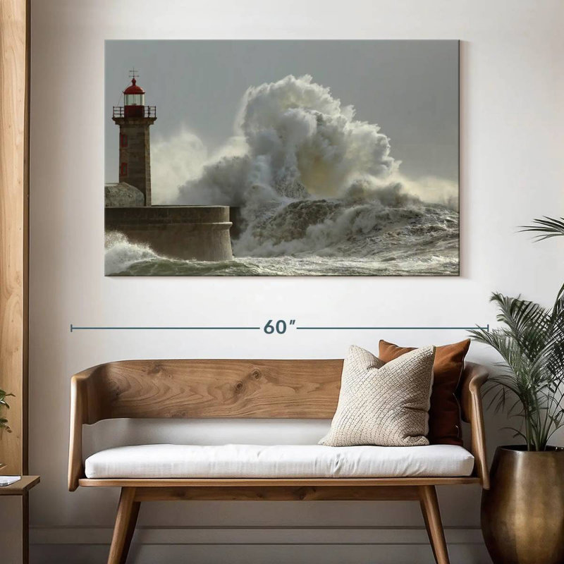 Felgueiras lighthouse waves Aletra, H 34 po x l 51 po