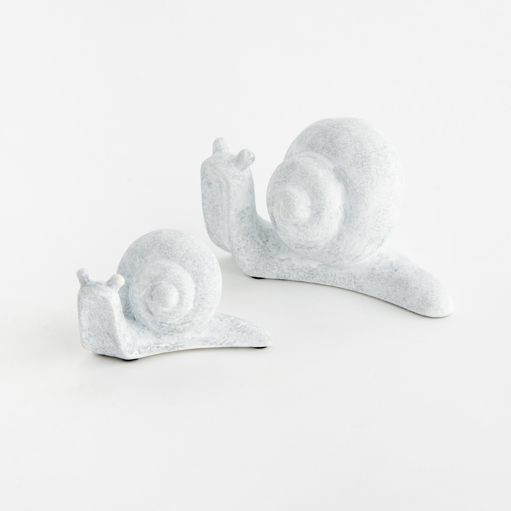 Whitewash Concrete Snail Garden Sculptures