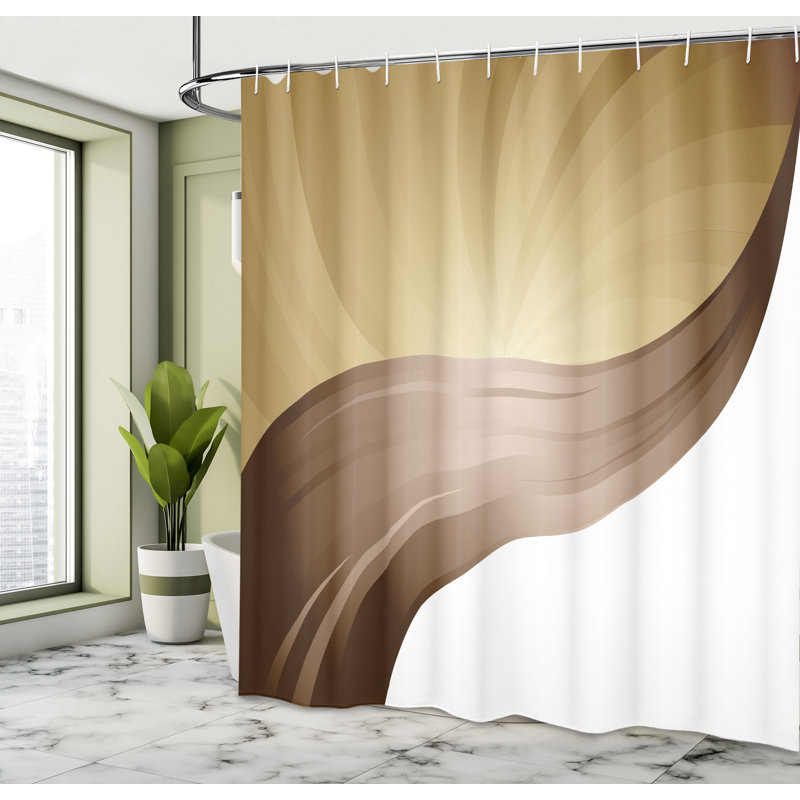 Ensemble de rideau de douche + crochets, H 75 po x l 69 po, Brun / blanc