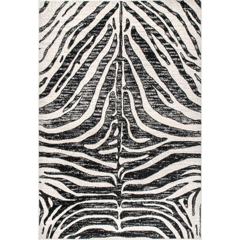 Tapis noir Skellytown, Rectangle 5 pi x 7 pi 5 po
