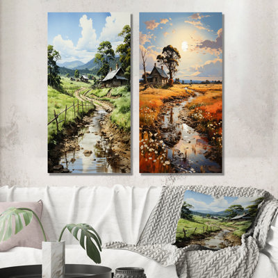 «Countryside Farm Bliss» - ensemble de 2 reproductions d'art sur toile