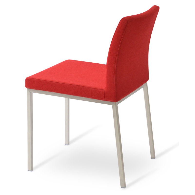 Aria Metal Side Chair, Wool Red, Chrome