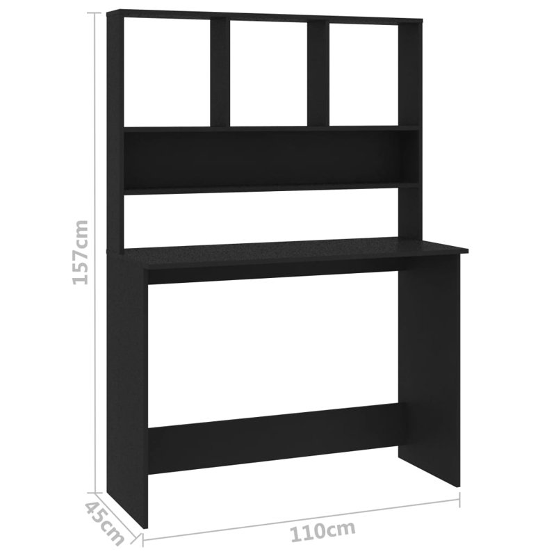 Charlsea Desk Computer Desk Home Office Desk with Bookshelves Engineered Wood, Black
