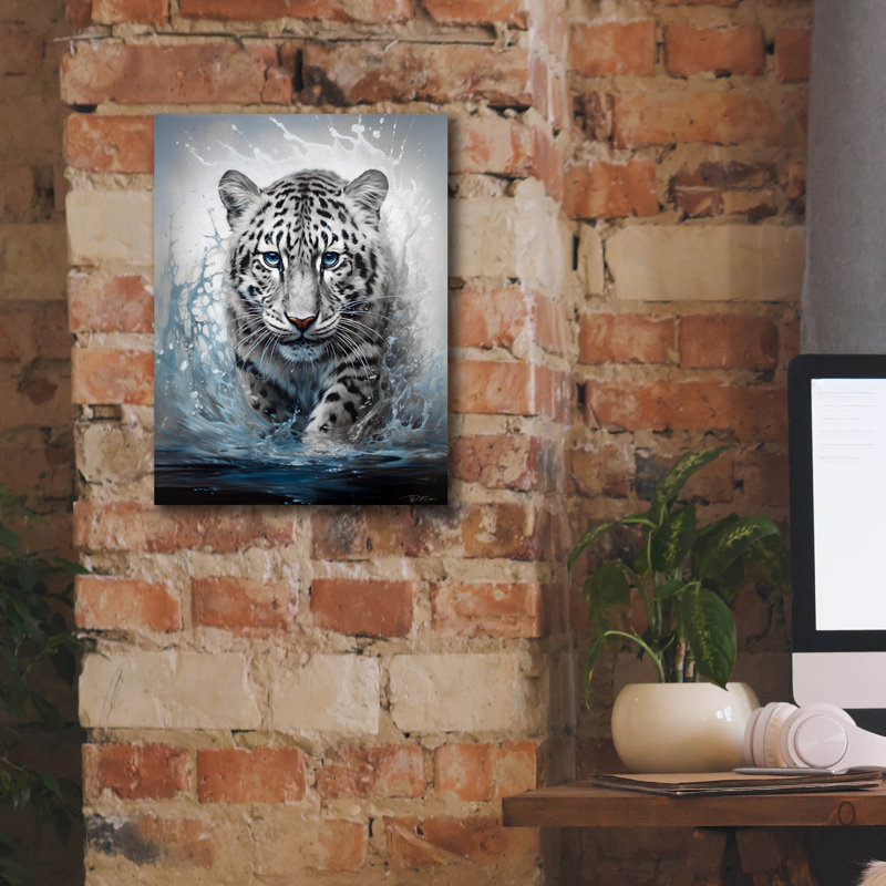 Art mural sur toile Epic Graffiti «White Leopard» par Momart, H 16 po x l 12 po x P 0,75 po