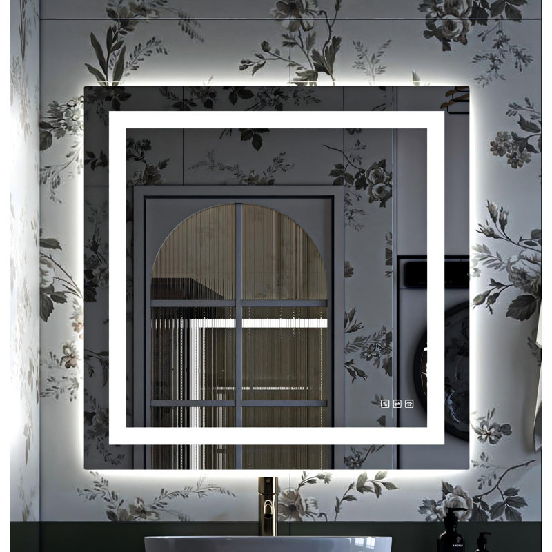 Led Bathroom Durable Tempered Mirror 72x 32, Dimmable Vanity Mirrors For Wall, Anti-fog, 3 Colors Adjustable, Memory, Double Led Lights ( Front And Backlit )