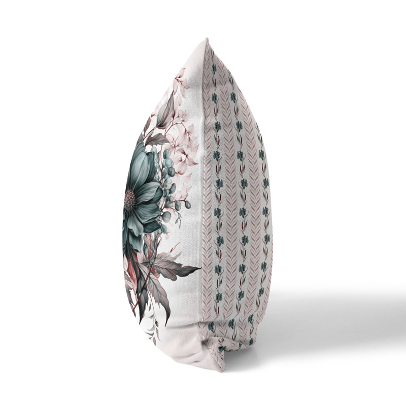 Coussin Aster Amore, H 16 po x l 16 po, Vert / rose