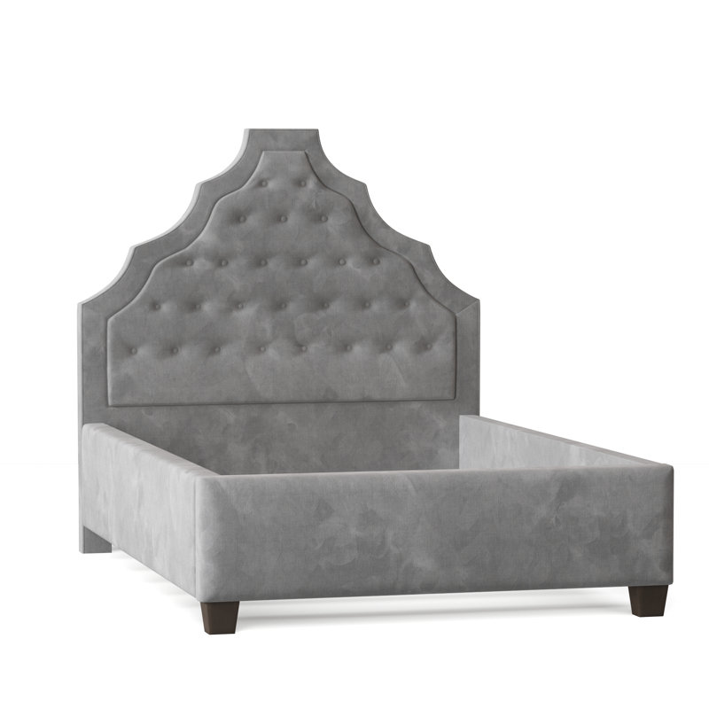 Lexi Upholstered Bed, Full, Bella Black Performance Velvet, Brown Mahogany