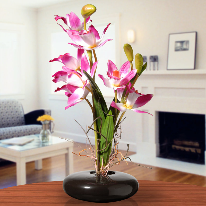 Fleurs d'orchidées roses 10 po