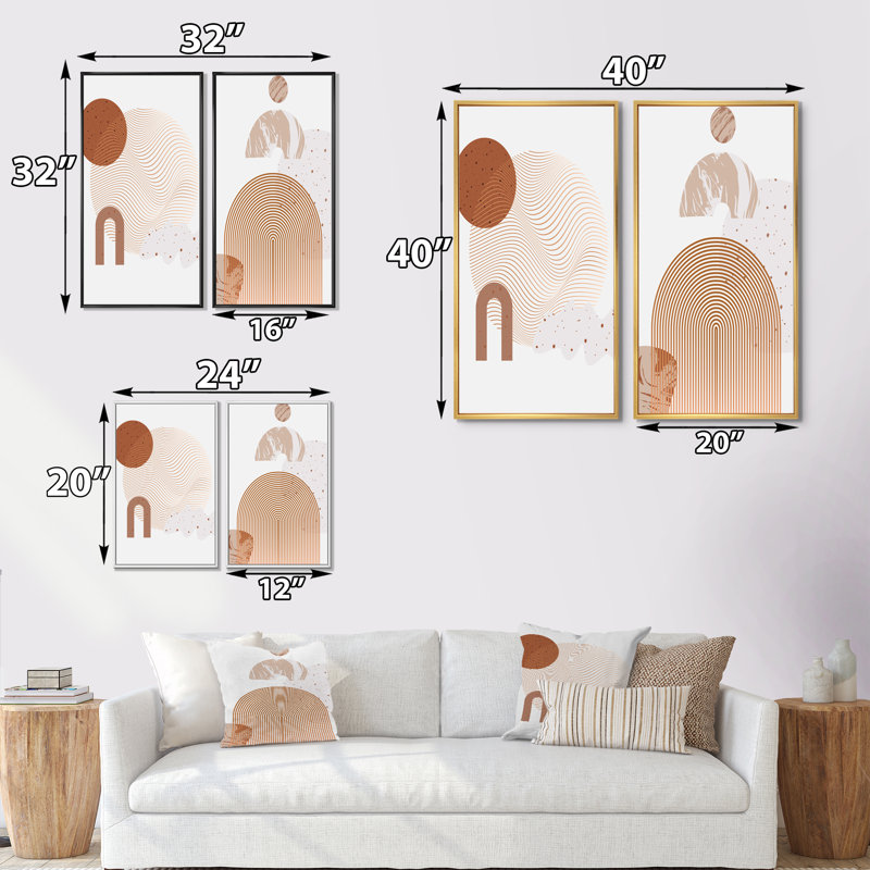 «Tropical Boho Geometric Wildlife Decor I», ensemble de 2 impressions, H 40 po x l 40 po x P 1,5 po, Cadre blanc