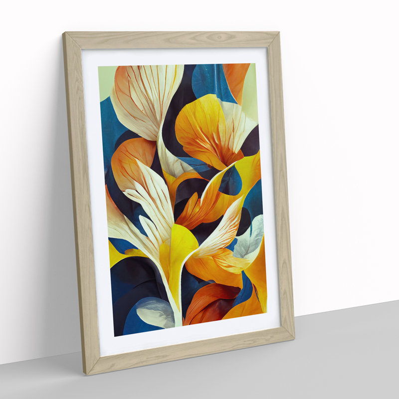 Amazing Abstract Floral No.7 - Wall Art, 66cm H x 48cm W, Oak Framed