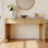 Bureau Abaco de 47 pouces avec 2 tiroirs de rangement, bureau d'écriture moderne à cascade courbée, bureau d'étude minimaliste, chêne naturel