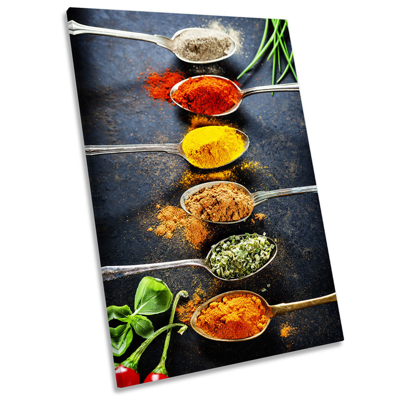 Spoons Kitchen Spices Herbs Picture - Wrapped Canvas Print, 137.2cm H x 91.4cm W x 4cm D