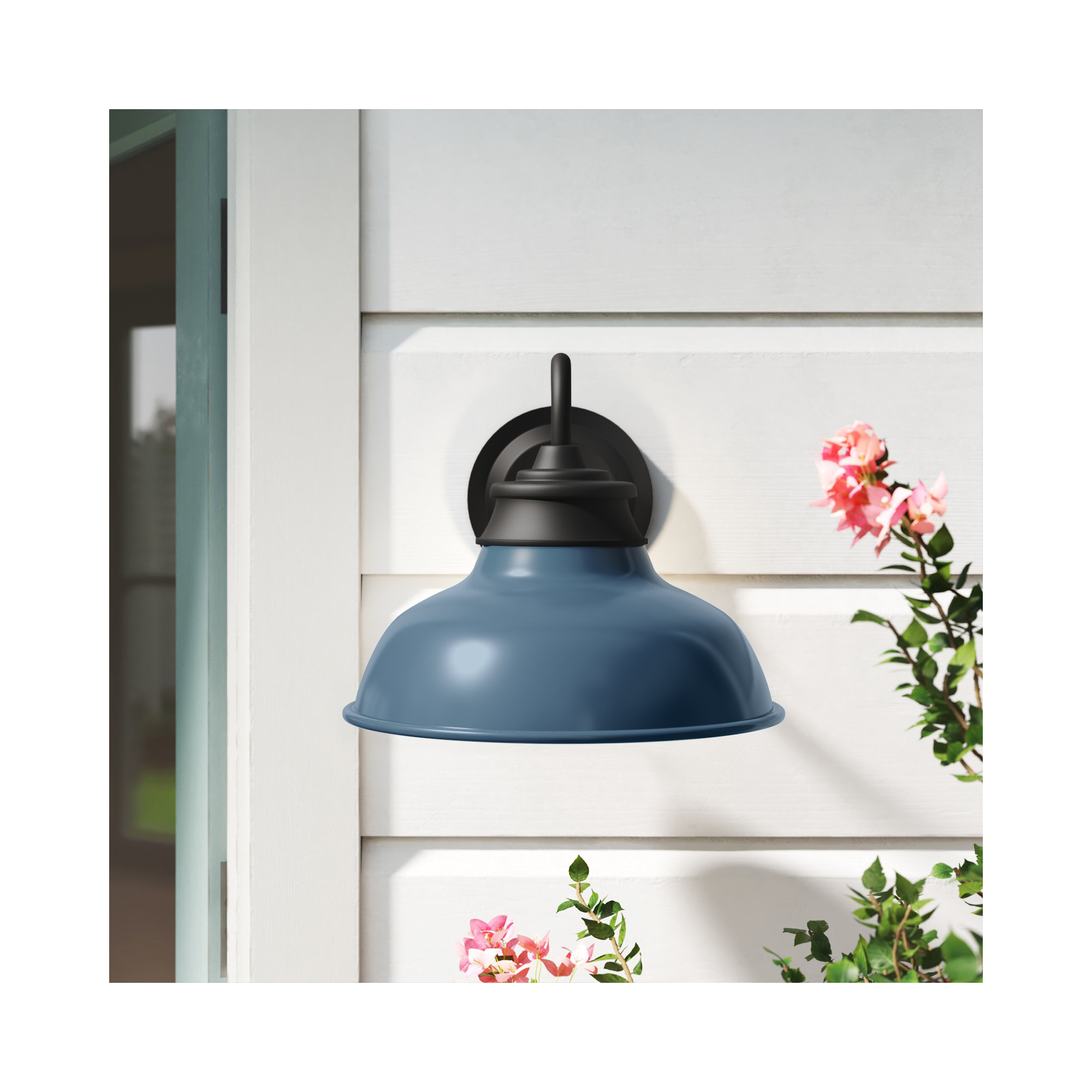 Marselia Single Light Bell Outdoor Aluminum Wall Light, Denim Blue