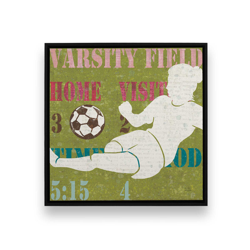 Reproduction d'art sur toile, tableau de pointage de soccer féminin par Michael Mullan, Noir, Cadre flottant
