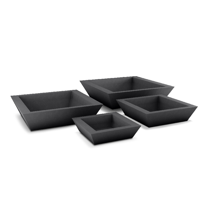 Newport Shallow Concrete Planter , Dark Gray, 6" H x 24" W x 24" D