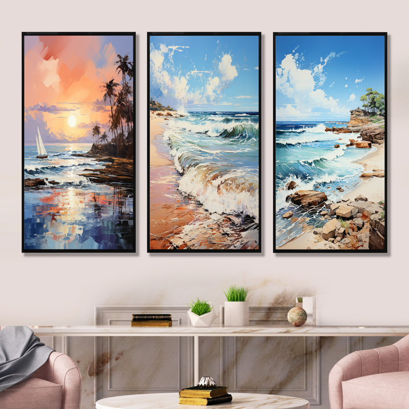 Beach Coastal Nostalgia, Black Floater Framed, 40'' H x 60'' W