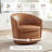 Faux Leather Upholstered Swivel Barrel Chair—No Assembly Required-920848712
