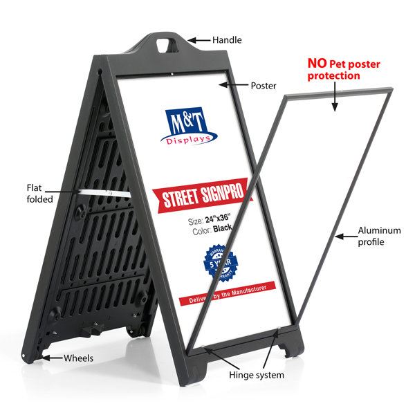 MT Displays Street Signpro Without Lens Protective Cover 24X36 Inch Poster  Black Double Sided Sandwich Board Folding A-Frame Sidewalk Curb Sign  Portable Menu Display For Restaurant Cafe (10 Pack) Wayfair Canada
