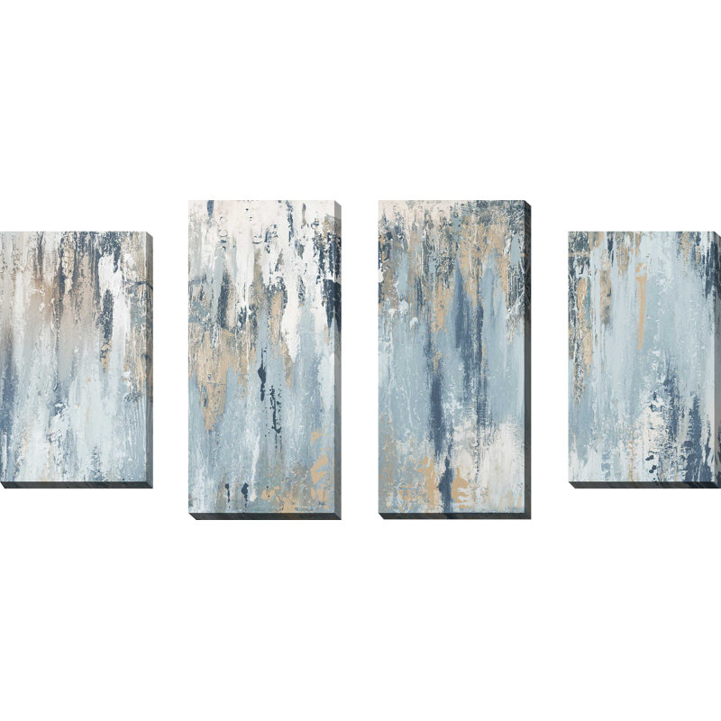«Blue Illusion», ensemble de 4 reproductions d'art sur toiles, H 38 po x l 72 po x P 1 po