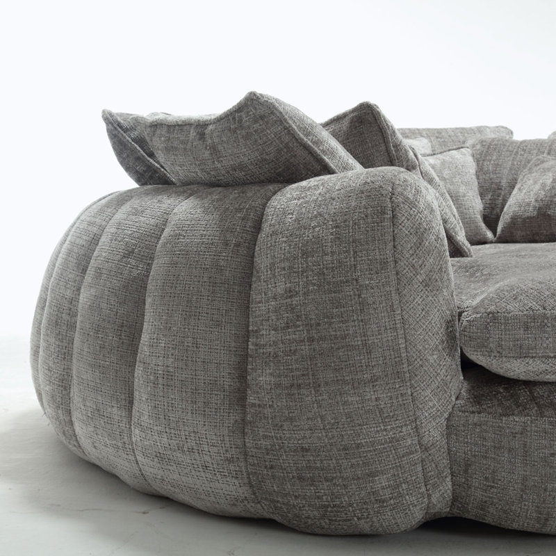 Fauteuil de 55 po de long en mousse de polyester, fauteuil rond surdimensionné, canapé moderne moelleux pour le salon