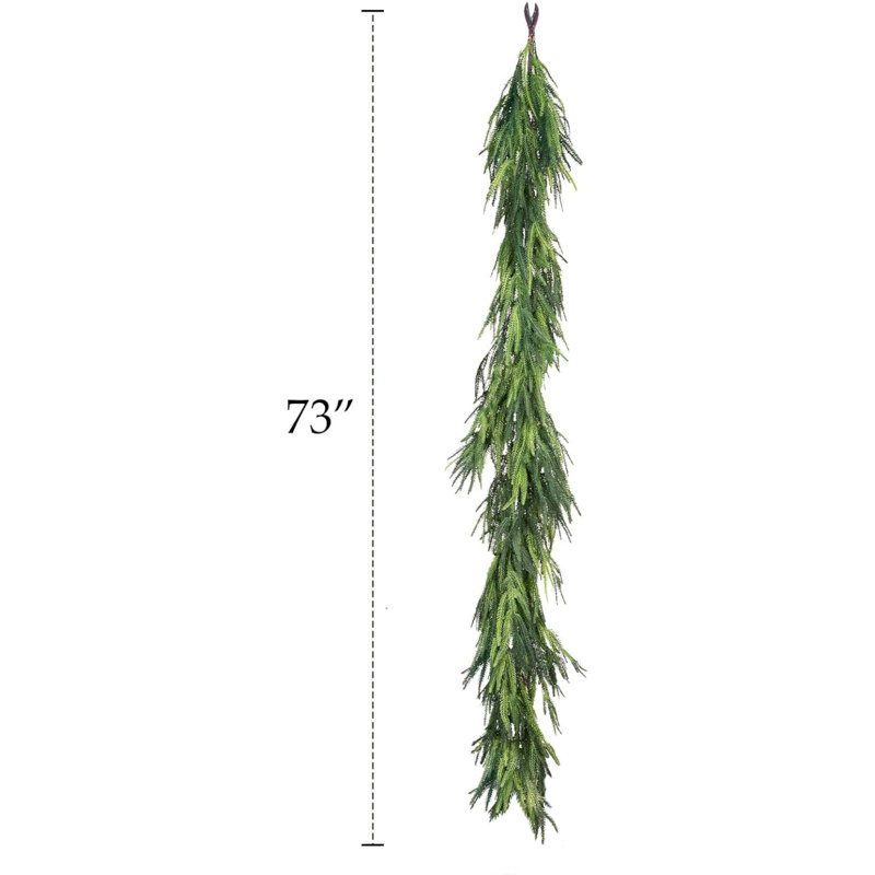 6 Ft Realistic Norfolk Pine Green Garland for Indoor Outdoor Decor