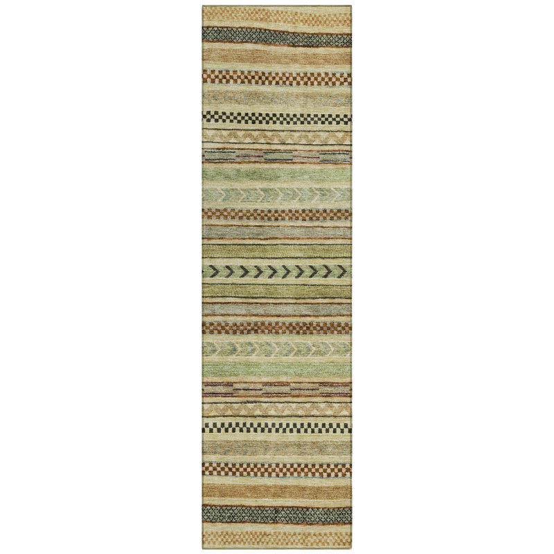 Luthyra Beige Washable Indoor-Outdoor Rug - LOOMLAN, 2'3" x 7'6"