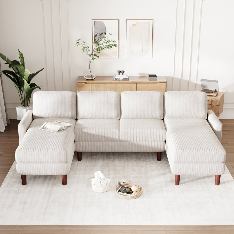 U-Shaped Sponge-Filled Cushion Combination Sofa, Beige