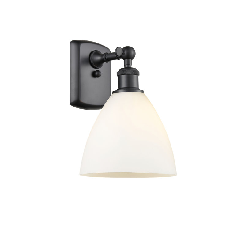 Shauna Armed Sconce, Matte White, Incandescent, Matte Black