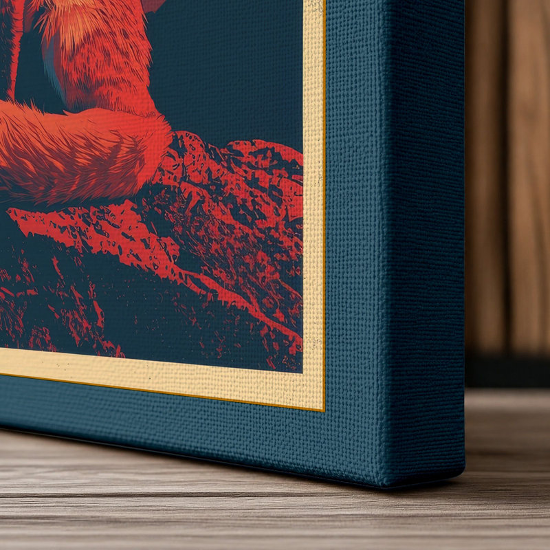 Fox at Dawn Boho - Wrapped Canvas, 18x12 - 45.7 x 30.5 cm, Teal Border