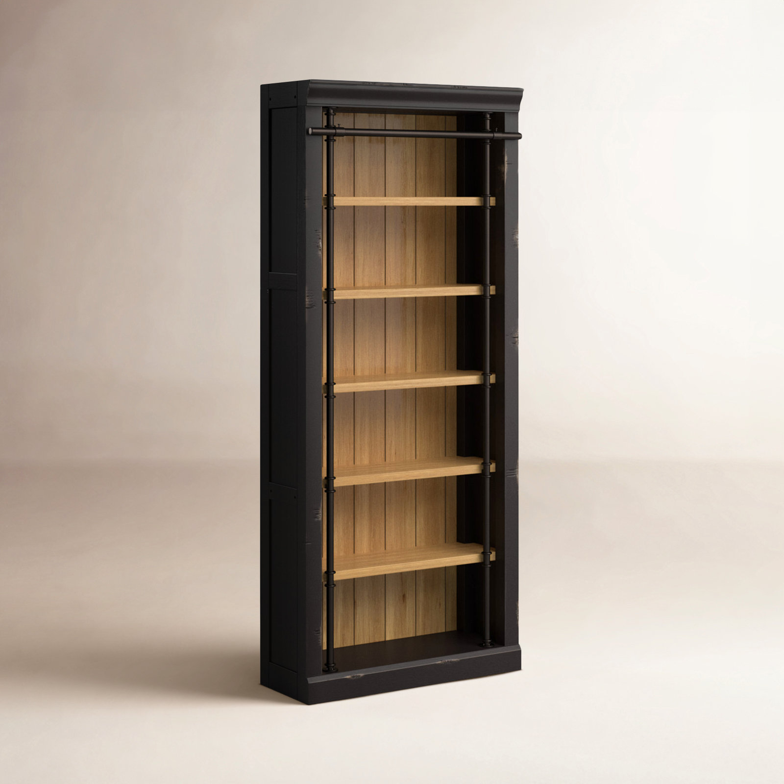 Lorna 40" Bookcase, Aged Ebony/Warm Honey