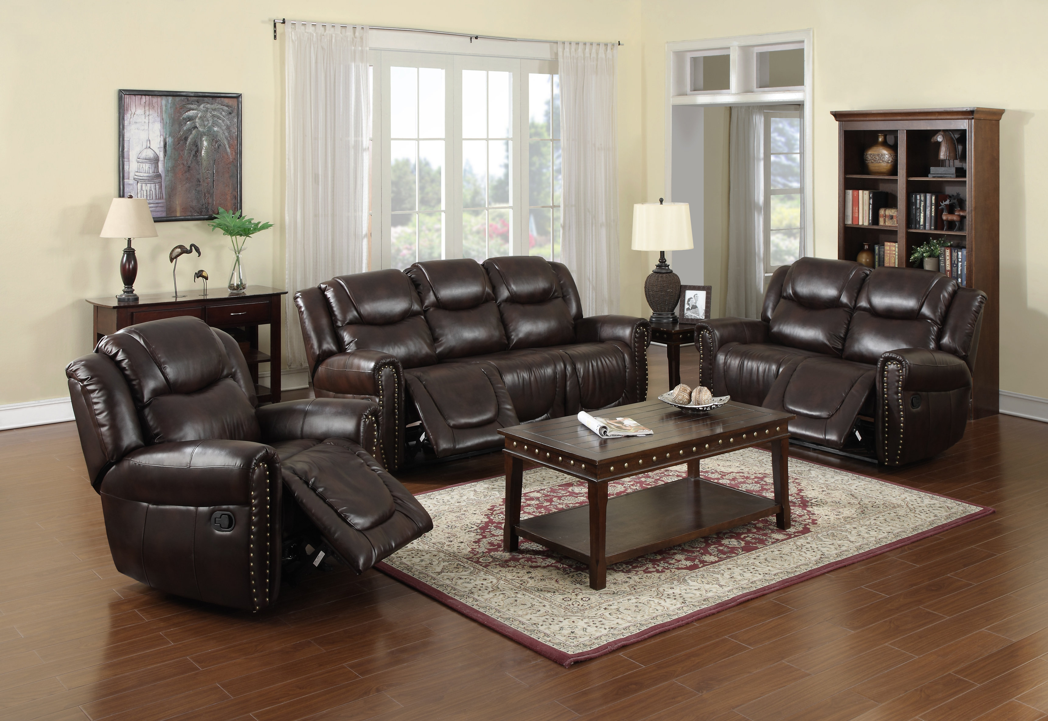 Red Barrel Studio® 3 Piece Faux Leather Reclining Living Room Set | Wayfair