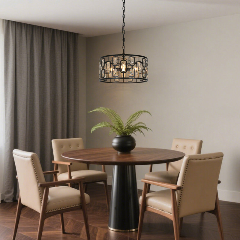 Baconton 4 - Light Drum Chandelier With Crystal Accents