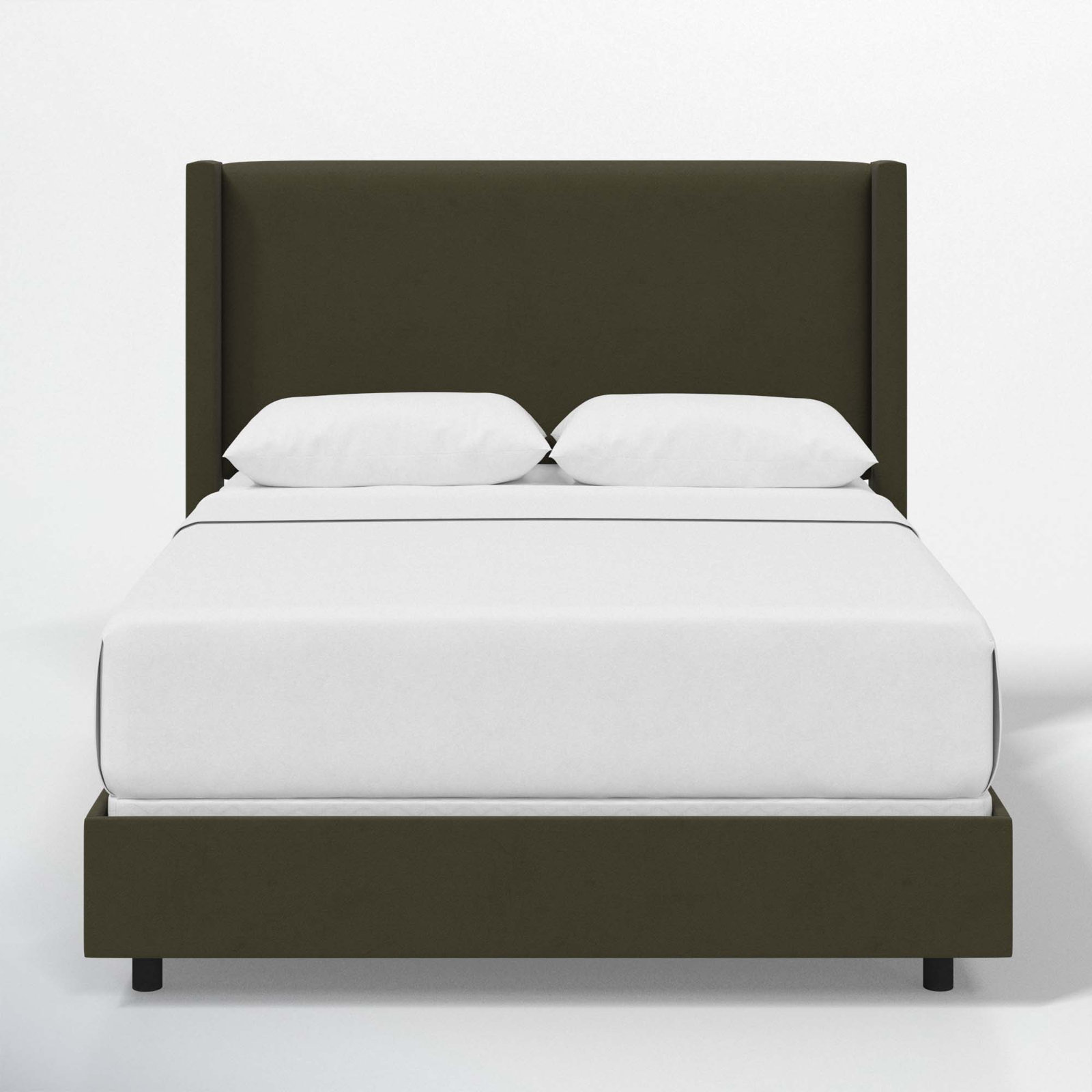 Hanson Linen Upholstered Wingback Bed, King, Classic Loden Velvet