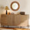 Commode Aadham pour chambre à coucher avec design minimaliste en roseaux, commode moderne de 61 po de largeur avec portes, rangement en bois pour garde-robe pour chambre d'enfant, salon