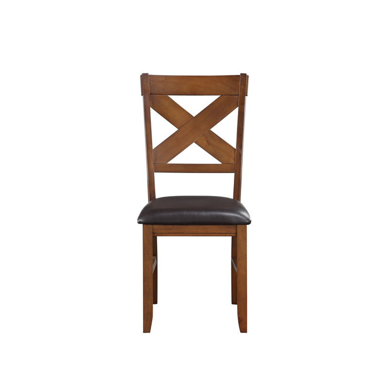 Chaise en bois massif à dossier croisé en espresso / noyer Liebwin