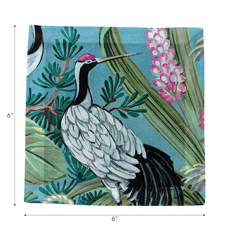 Summer Palace Cotton Sateen Cocktail Napkins, Sarus
