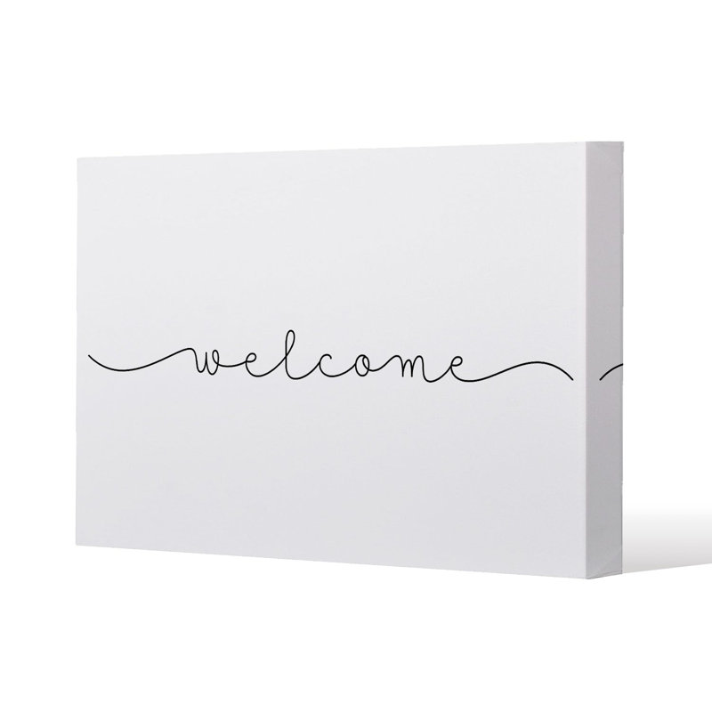 Text Welcome Slim Style Canvas Print, 15mm Slim Real wood., 70 cm H x 100 cm W