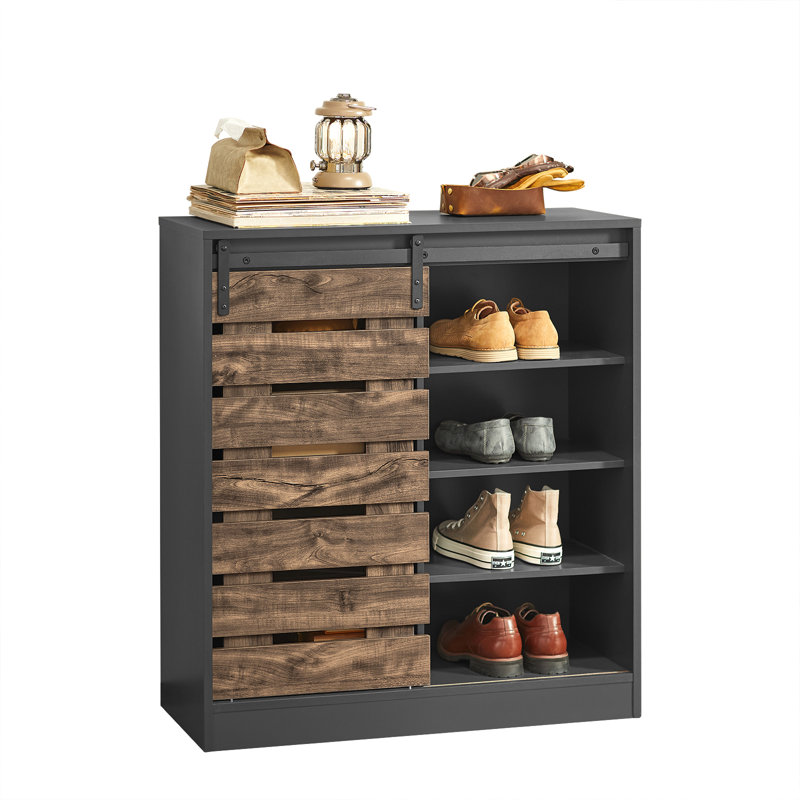 12 Pair Shoe Storage Cabinet, Grey/Brown