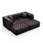 Ensemble de canapé moderne 77 po, canapé modulaire rembourré en similicuir 2 places avec conception touffetée à la main pure, 2 repose-pieds et 2 coussins, combinaison multiple pour le salon