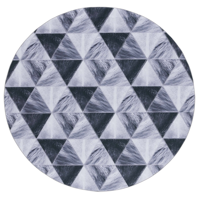 Faux Hide Performance Machine Washable Geometric Rug, Round 6'