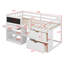 Lit mezzanine bas avec bureau roulant, tablette et tiroirs-532513314