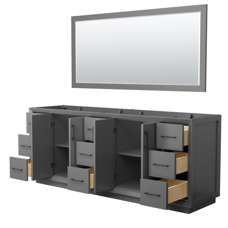 Strada 83.25'' Double Bathroom Vanity Base Only, Dark Gray/Black