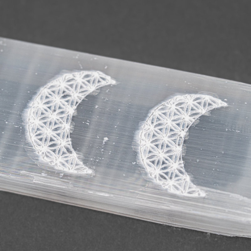 Selenite Moon Phase With Life Of Tree Engraved Charging Bar