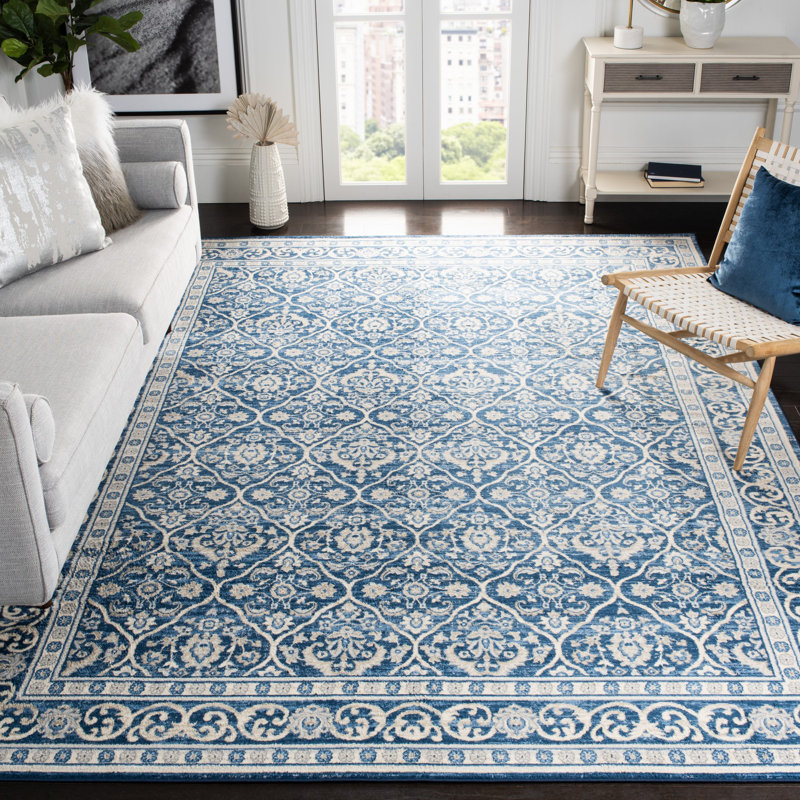 Tapis bleu marine / gris clair Llana, Rectangle 10 pi x 13 pi