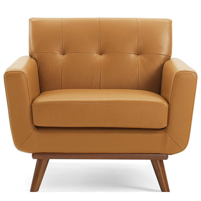 Fauteuil de salon Carson Carrington, Cuir véritable brun clair, Brun