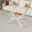 Table basse de 39,37 po rectangulaire en verre, design élégant avec pieds en métal blanc, table basse pour le salon-612659121-605422083