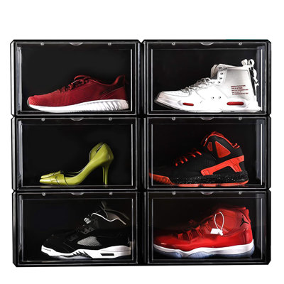 Mexia Stackable Magnetic Shoe Box Sneaker Storage Organizer With LED Light(Set Of 6)