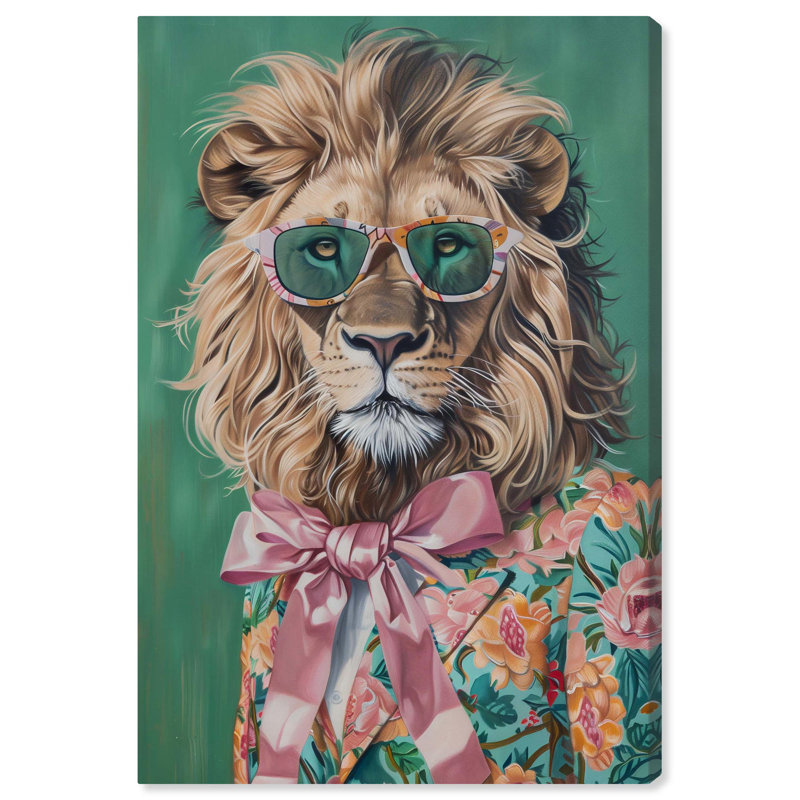 «Lion with Cool Style Canvas Coquette» par Art Remedy, Toile tendue, H 36 po x l 24 po