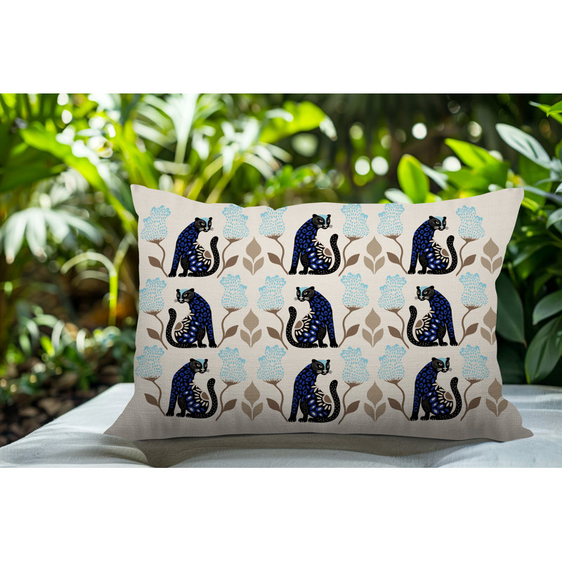 Coussin lombaire réversible intérieur / extérieur Hansa Leopard, Rectangle H 14 po x l 20 po, Marine
